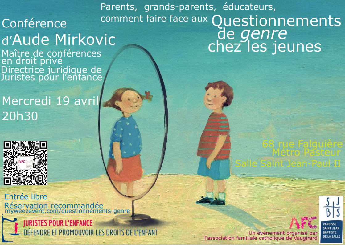 Conférence d’Aude Mirkovic « Questionnements de genre chez les jeunes » – le mercredi 19 avril 2023