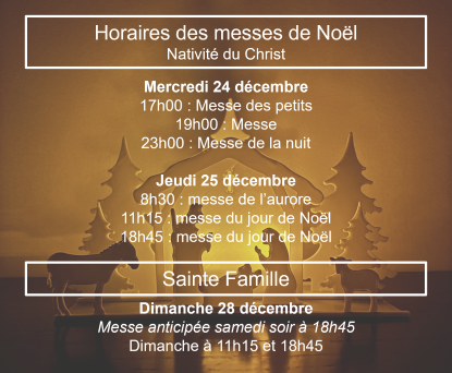 Horaires des messes de Noël 2025 Horaires des messes de Noël 2025
